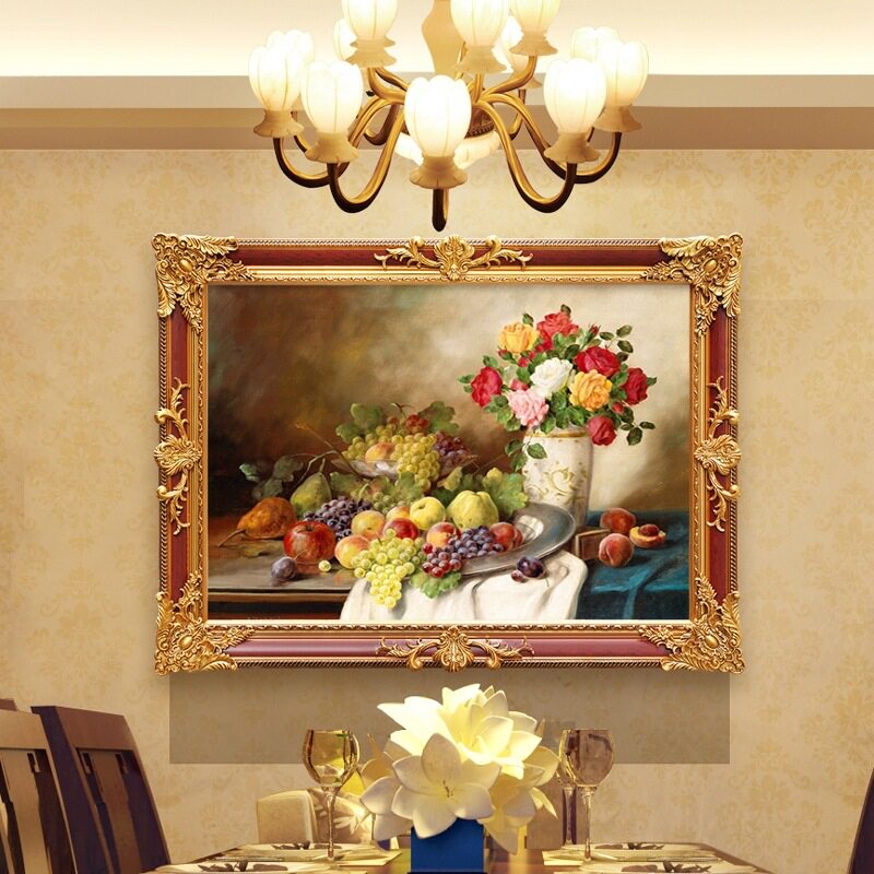欧式油画壁画静物水果花卉壁画客厅简欧沙发背景装饰画餐厅挂画