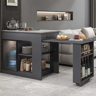 现代简多功能伸泡缩边几沙发边柜门茶IBJ约桌客厅玻璃岩板茶台角