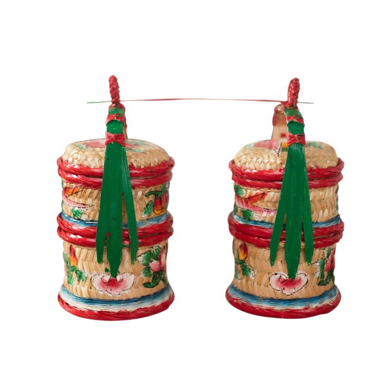 迷你手绘春花茶家居摆件竹篮手工竹编篮盛子篮潮州传席统竹艺CML