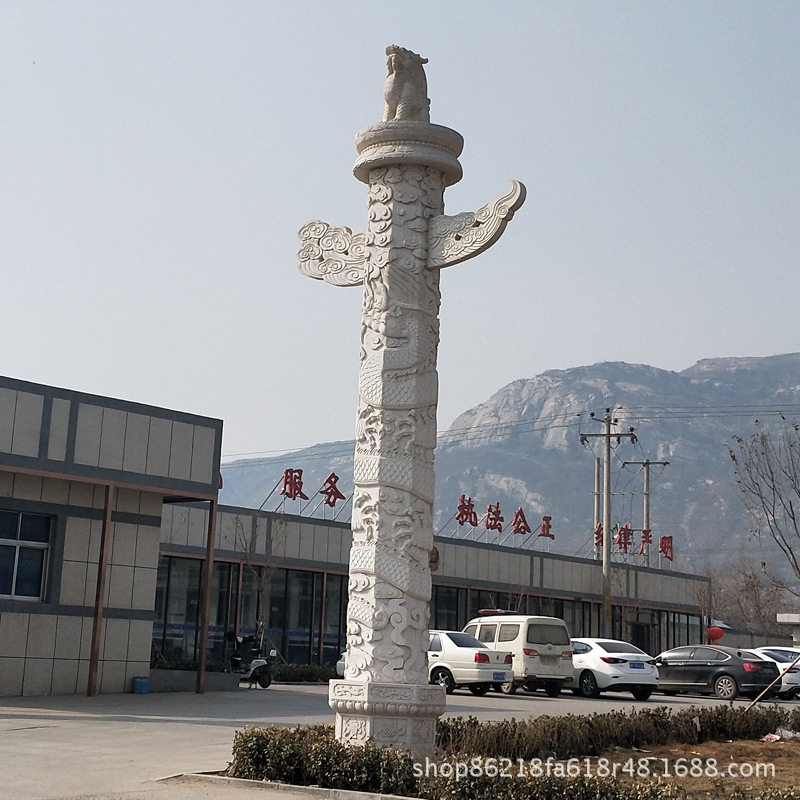 汉白玉盘龙柱广场手工石雕华表