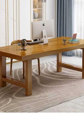 实木书桌电脑桌桌客厅家用台学式52450学习桌习办公代简约超厚现