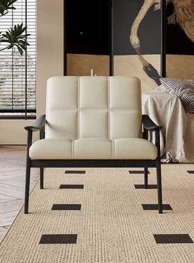 意式Fyn客n休1闲单人沙椅轻奢现简约设计师厅阳台发实木扶手躺代