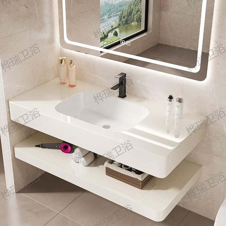 岩板手台圆角无缝新品通亮YAH光面时体尚洗简漱约卫生间实用洗洗