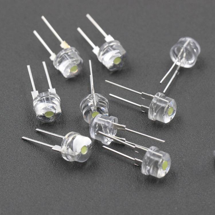 LED发光二极管F8/8mm草帽大支架短脚灯珠白红蓝绿黄光直插LED灯珠