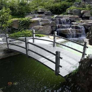 户外庭院花园碳防腐木拱桥公园装饰弧化实木景观木2569木桥造景形