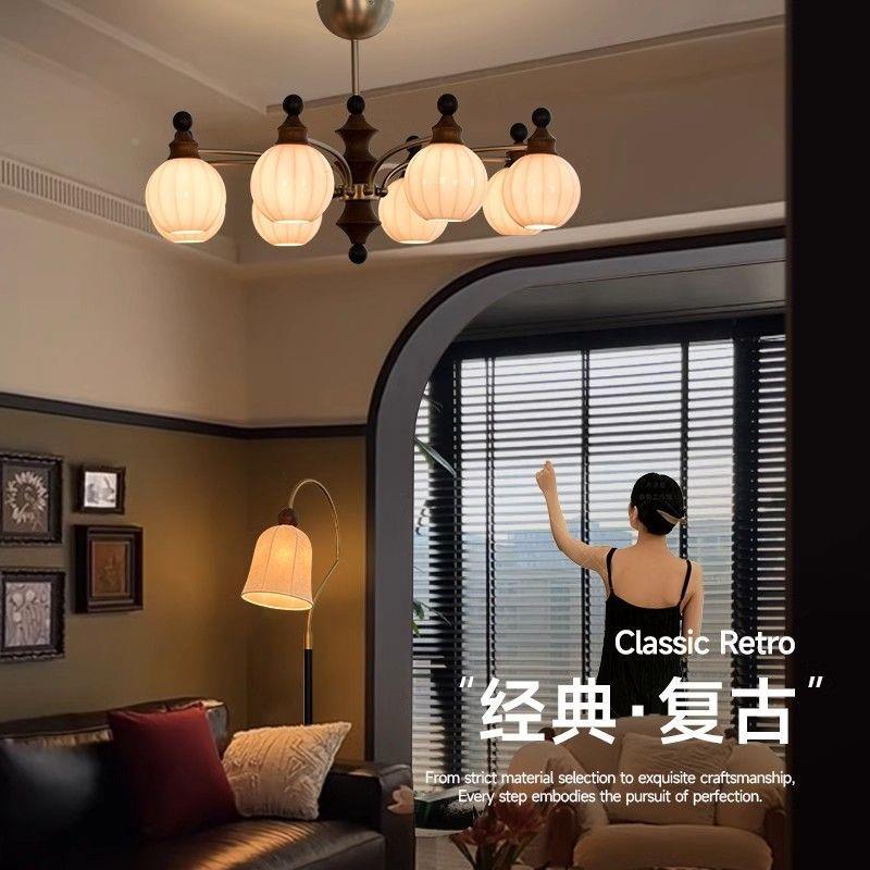 法6263式中胡古灯风客厅吊灯美式复古新中式大桃木厅主灯卧室跨境