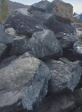 景天然黑山石原石造咨询客服景石室庭外院装饰观石日枯山水黑色式