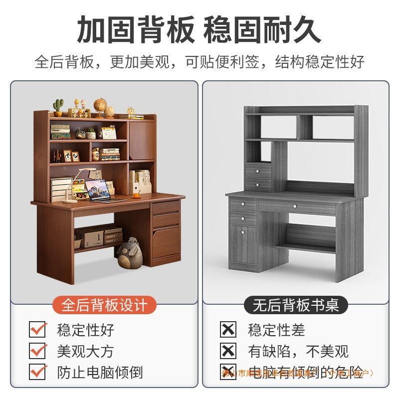 新款CYN实木书写电书架一体书柜桌家用组合字脑桌子台式卧室学生