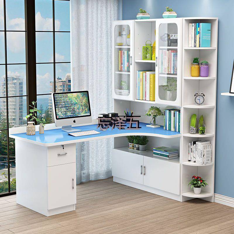 PGS书桌书架组合室简约家实木儿童学用习写字桌C卧书柜一体QPV转