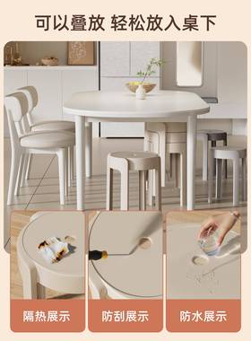 塑餐料高凳子家用加厚椅子可48340叠放圆凳结实用桌板凳旋耐风车