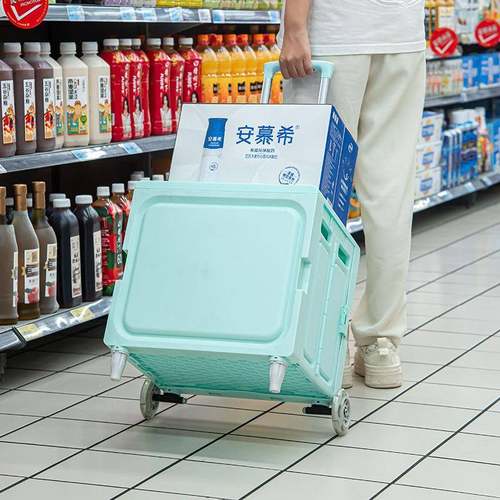 书箱收纳箱学用教装书本理收整纳盒带PNE轮室拉杆可折叠透生明储