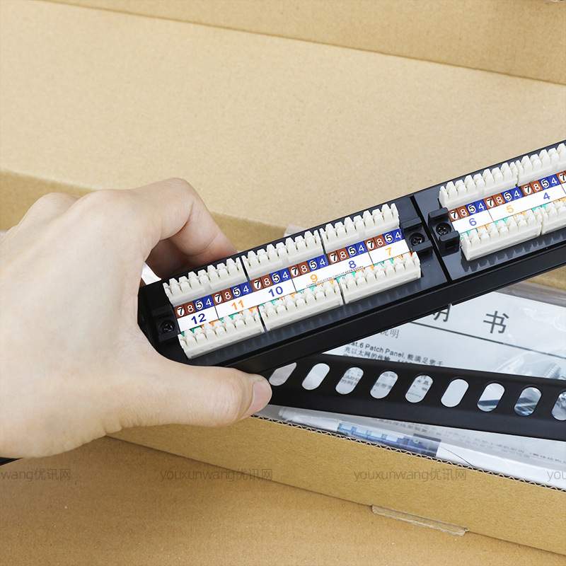 1u机架式快接总超六类配线架24口cat6类非屏蔽网络数字跳线架rj45