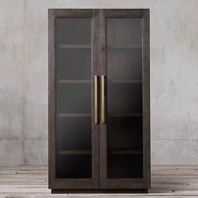 法式乡村复古做旧实木双门衣柜美式出口RH高端橡木书柜收纳储物柜