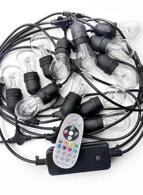 新款S14灯串E流星雨灯户外防水庭院花园装饰灯节日露营灯