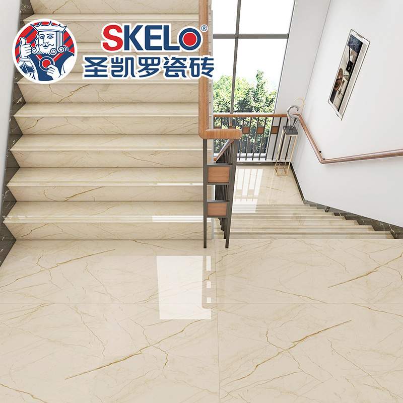 圣凯罗 K金通体大理石楼梯砖踏步瓷砖470X1200一体式防滑梯级台阶