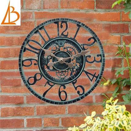 12寸户外防水树脂挂钟客厅花园装饰挂钟简约wallclock钟表