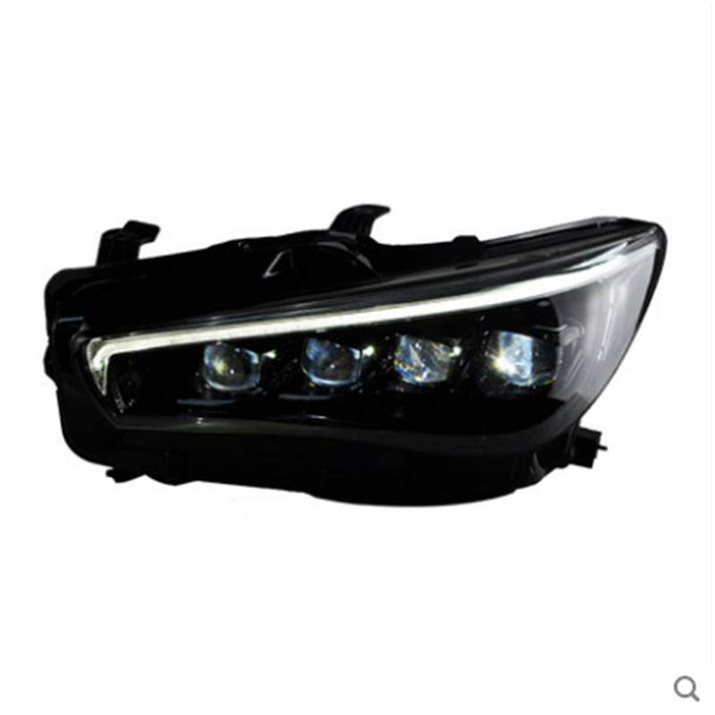 适用于龙鼎Q50L大灯总成全LED水晶灯低升高款升级改装双色日行流