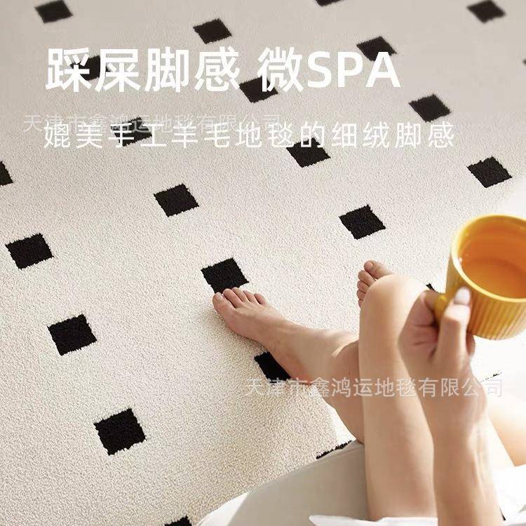 KD新西兰羊毛法式奶油风客厅地毯防水防污轻奢高级卧室免洗可擦洗
