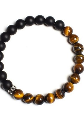 8mm微镶锆石隔i片黑色磨砂珠黄虎眼火山石手链佛珠手串货源微镶y6