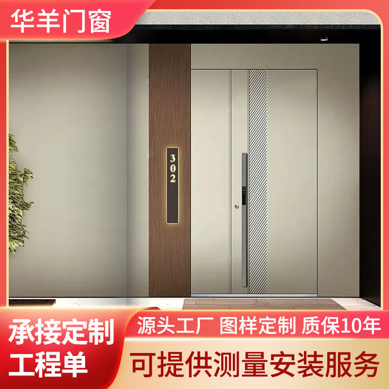 别墅大门铸铝双开门农村自建房家用进字母入户门雕刻铸铝门定制