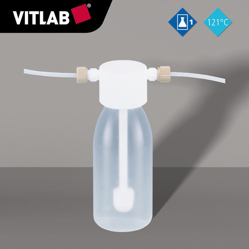 德国VITLAB洗气瓶PFA材质带S40锯齿螺纹盖PTFE材质螺纹熔块