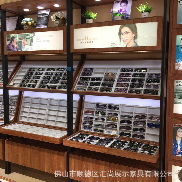 厂家定制眼镜店柜台货架高柜格子立式眼镜柜台定制立式靠墙展示柜