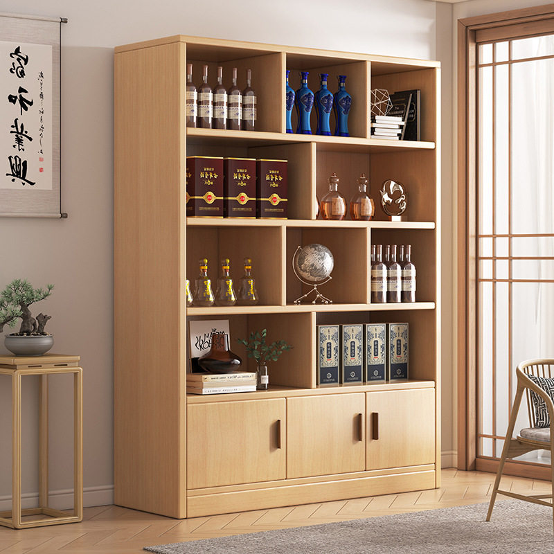 实木生态板酒柜靠墙客厅新中式白酒架置物架展示柜2024年新款家用