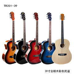 生产厂家电箱木吉他初学琴39寸椴木吉他彩色亮光民谣乐器 guitar