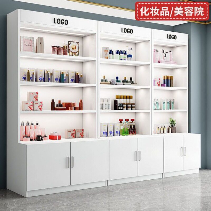 化妆品展示柜美甲院产品陈列柜酒柜超市货架置物架子落地多层