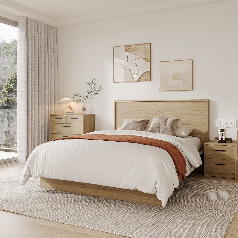 志光日式高箱储物床现代简约床大小户型家具套装主卧婚床