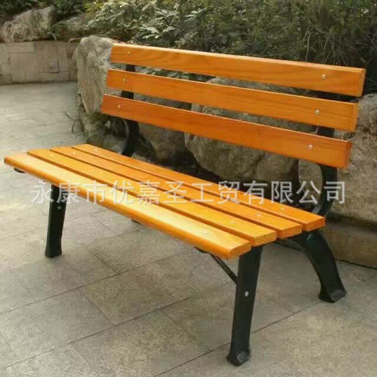 室外长条凳长排椅公园椅防腐木休闲座椅户外铸铁铸铝座椅休息椅
