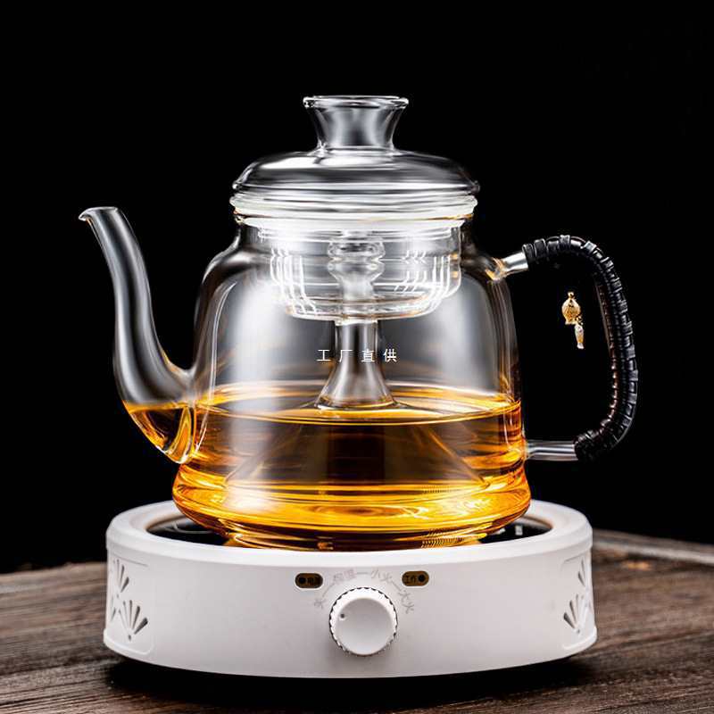 批发大容量耐高温全玻璃蒸茶壶煮茶器蒸馏壶养生壶烧水泡茶电陶炉