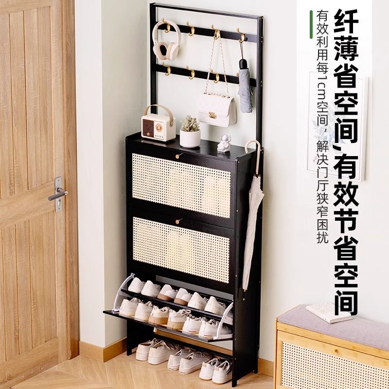超薄鞋柜家用门口外楼道室内入户翻斗鞋架小型玄关柜一体多层收纳