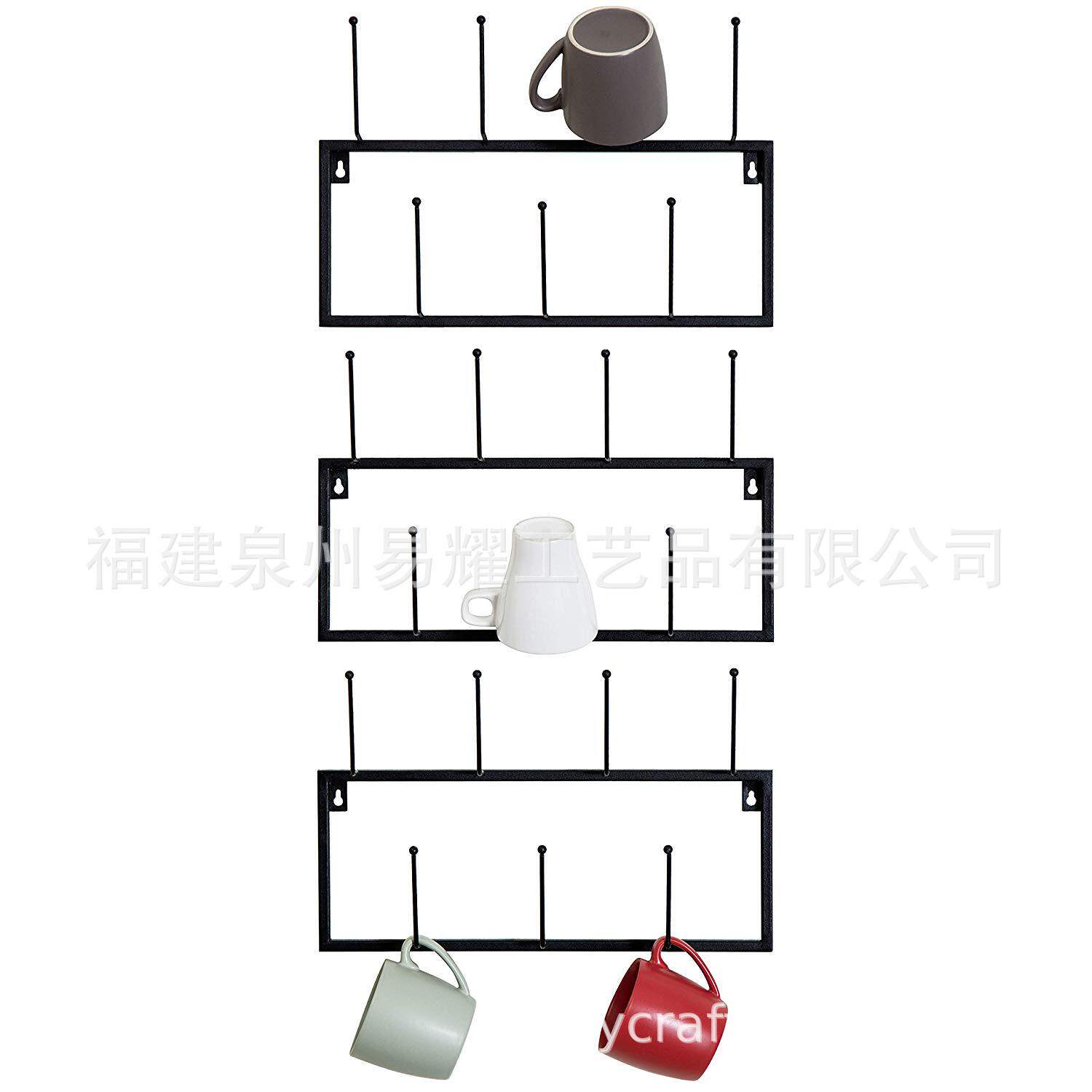 厂家直销铁艺简约款墙上打孔置物架 厨房餐厅壁挂式杯子收纳架