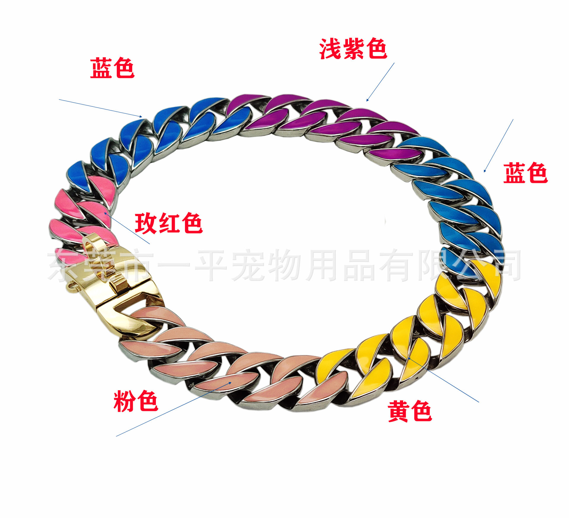 欧美热卖不锈钢宠物项圈脖圈夜光效果多色短毛犬恶霸拉布拉多杜宾