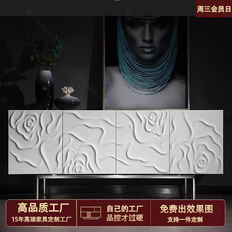 意式极简餐边柜钢琴烤漆玄关柜家用储物柜轻奢边柜酒柜茶水柜包邮