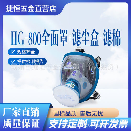 HG-800全面罩+滤尘盒+滤棉防尘防颗粒物防尘面具工业防尘面罩