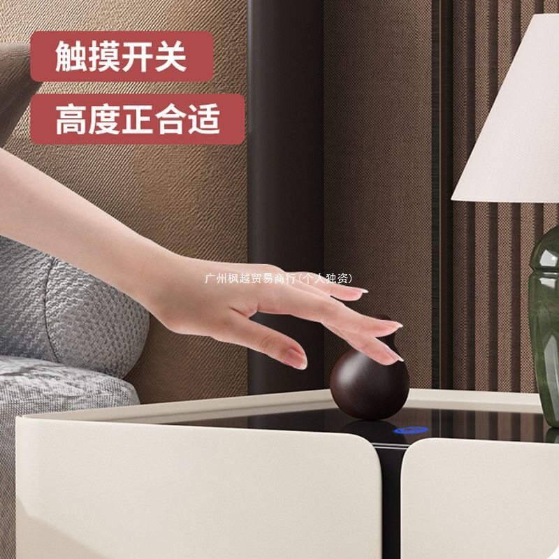 2025新款轻奢带灯全实木床头柜感简约现代奶油风卧室床边柜子其他图片