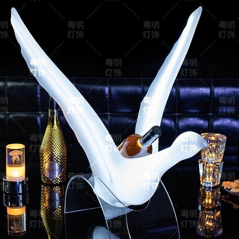 创意酒吧发光酒座氛围出酒道具大雁酒托飞鸟展翅led香槟红酒酒架
