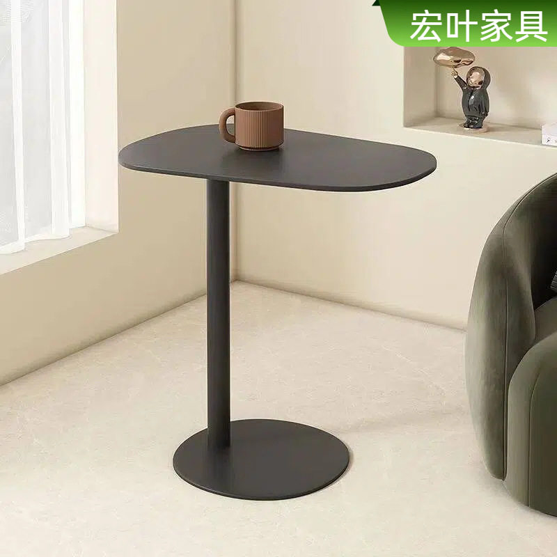 岩板茶几奶油风沙发边几小户型边桌咖啡桌移动现代简约铁艺小桌子