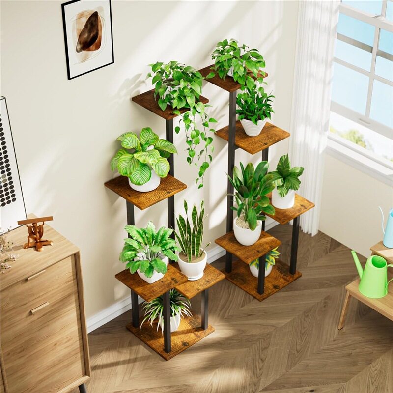 跨境铁艺花架子室内家用客厅落地式多层花盆架绿植阳台花架置物架