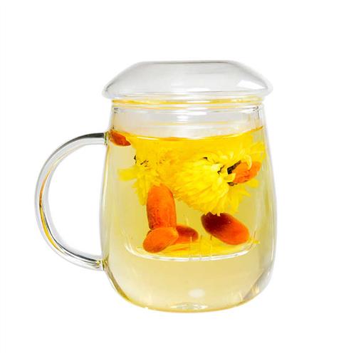 速发玻璃杯子家用男生带把过滤泡茶耐热小清新包邮办公室喝水蘑菇