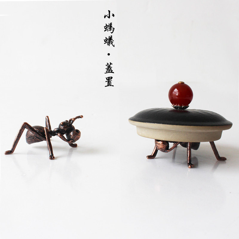 速发茶古红铜插道蚂蚁茶宠茶道香插小巧摆件精品香道仿香配件用具