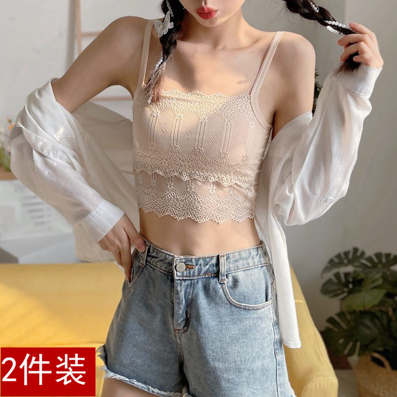 现货速发白色蕾丝内搭抹胸裹胸防走光打底美背内衣少吊带小背心高