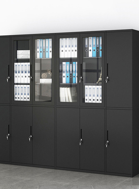 速发套色办公铁皮文件柜矮柜带案玻璃资料书证凭柜档锁拆装收纳小