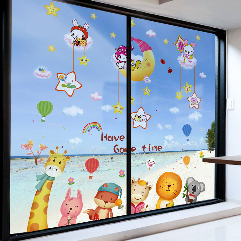 现货速发幼儿园玻璃贴纸墙贴画装饰窗户窗花环创材料双面墙纸自粘