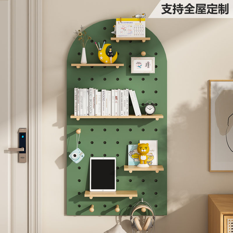 速发洞洞板隔关木质玄户墙面收纳架入板墙上书架展示架壁挂置物架