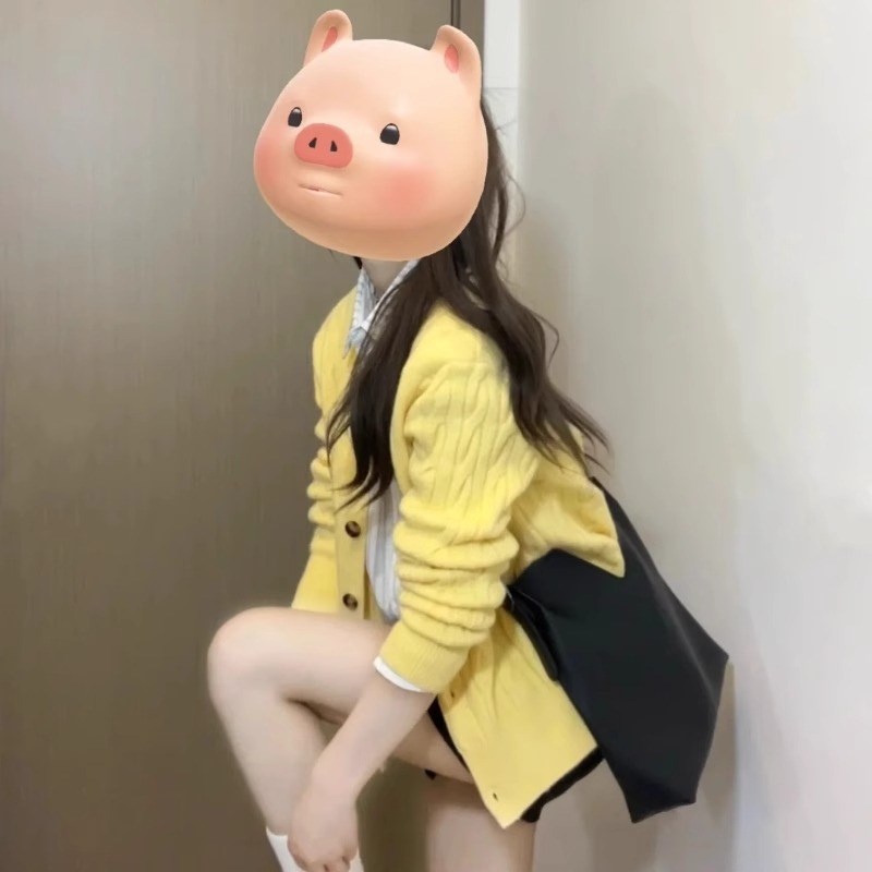 速发高级感黄懒针织毛衣外套2秋20春4新款慵色风外搭开衫短款小上