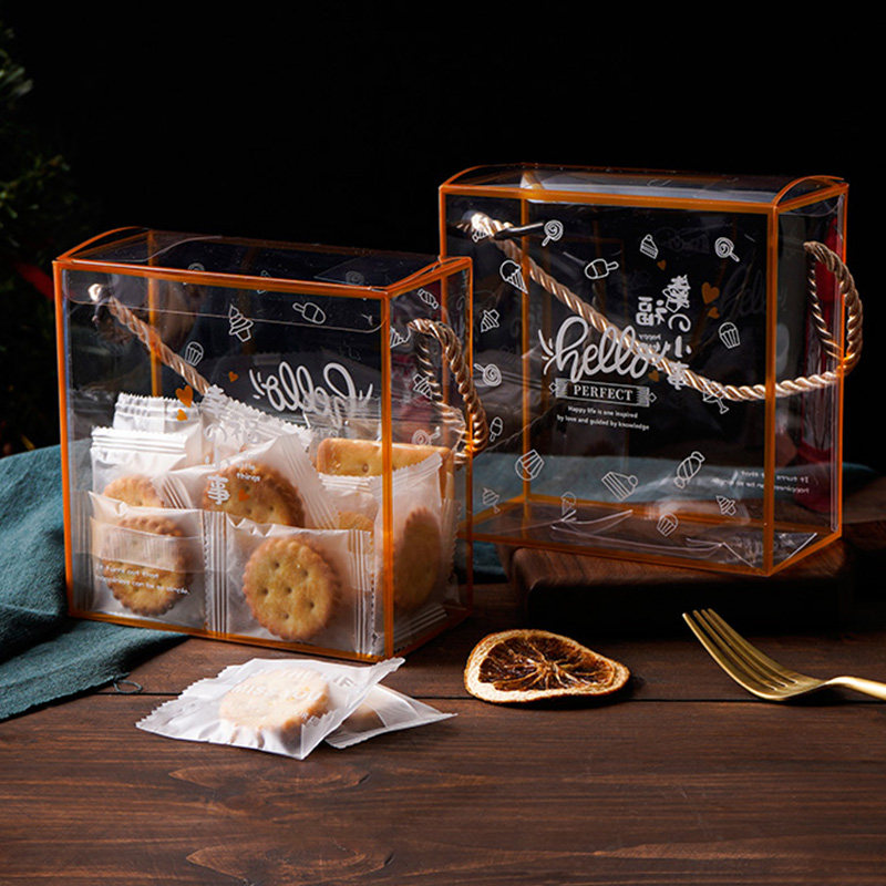 速发圣诞节饼干手提盒雪花糖包装盒牛轧酥奶枣烘焙透明礼品盒糯米