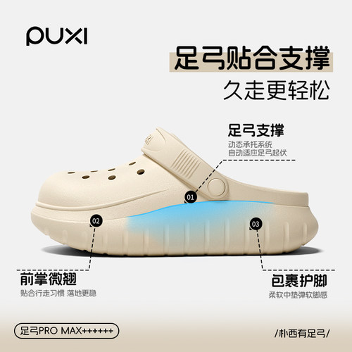 朴西起士厚底足弓支撑洞洞鞋女